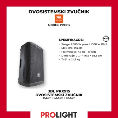 JBL PRX915 Aktivna zvučna kutija 15" 2000 W