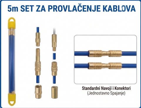 PROLIGHT Fiberglas šipke za provlačenje kablova 5 m, set 10 × 0,5 m