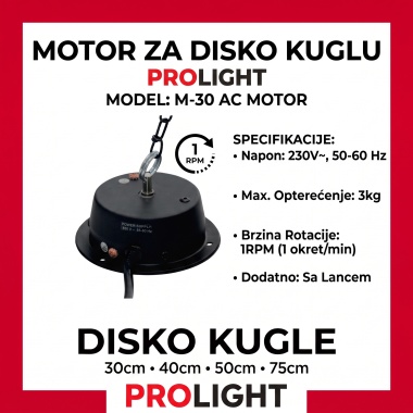 PROLIGHT Motor za disko kuglu 30 cm, 1 rpm