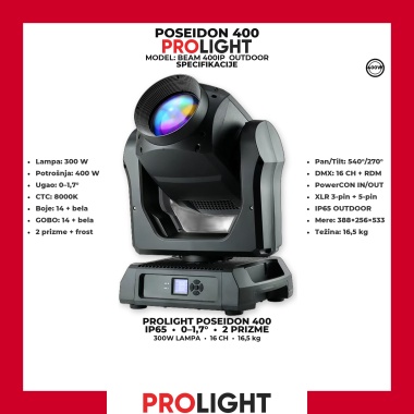 PROLIGHT POSEIDON 400IP IP65 Beam Moving Head 300 W