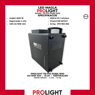 PROLIGHT TB FOG RGBA 1500 Vertikalna LED mašina za dim 24×10 W