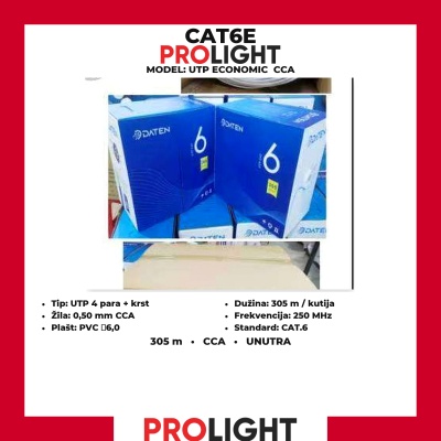 PROLIGHT CAT6 UTP Economic CCA mrežni kabl sa krstom 305 m