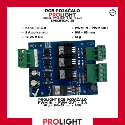 PROLIGHT RGB pojačalo PWM 3 × 5 A, 12–24 V