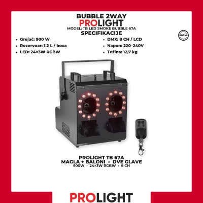 PROLIGHT TB 67A LED mašina za dim i balone sa 2 glave 900 W