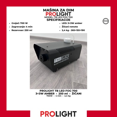 PROLIGHT TB LED FOG 700 Mašina za dim 700 W sa amber LED