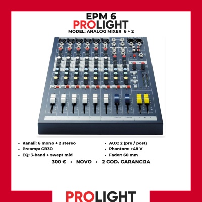 Soundcraft EPM6 Analogna mikseta 6 mono + 2 stereo