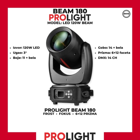 PROLIGHT BEAM 180 LED Beam Moving Head 180 W