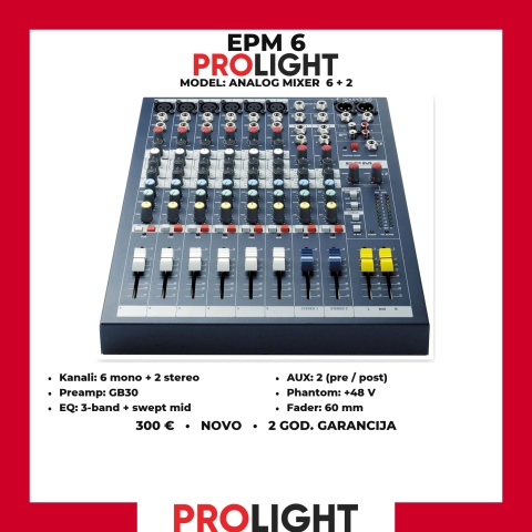 Soundcraft EPM6 Analogna mikseta 6 mono + 2 stereo