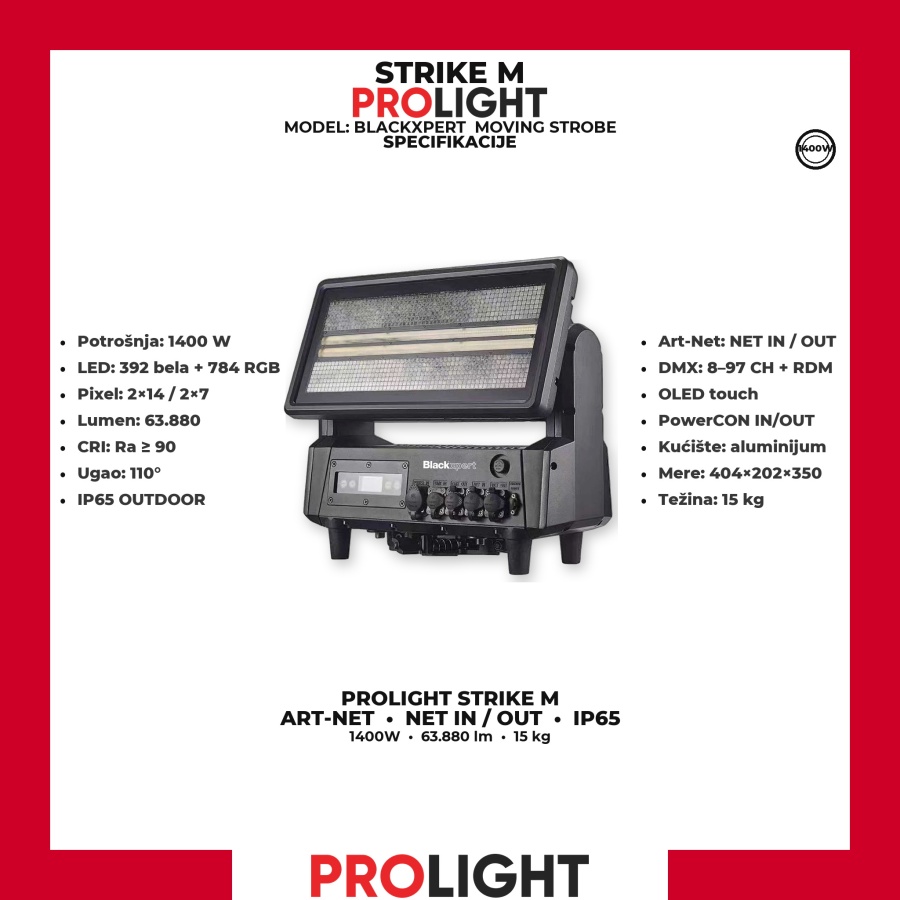 BLACKXPERT STRIKE M Moving Strobe IP65 1400 W Art-Net