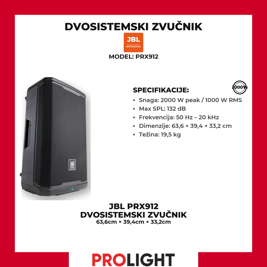JBL PRX912 Aktivna zvučna kutija 12" 2000 W