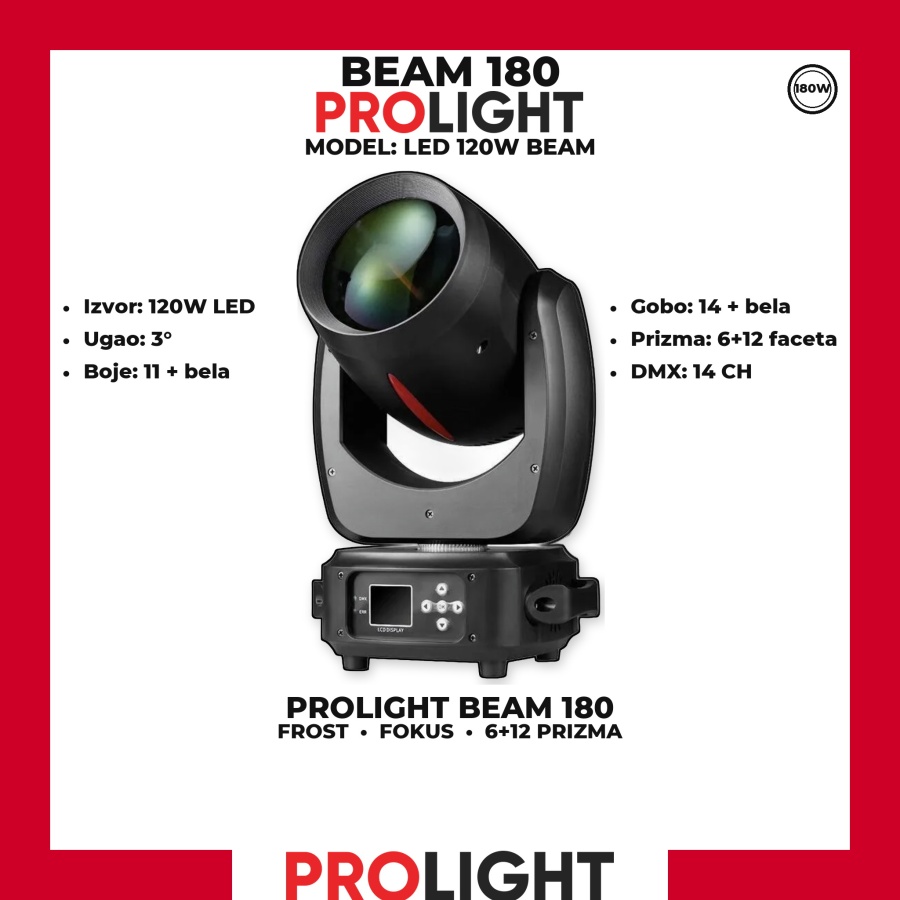 PROLIGHT BEAM 180 LED Beam Moving Head 180 W