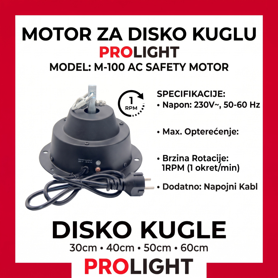 PROLIGHT Motor za disko kuglu 40 do 50 cm, 1 rpm