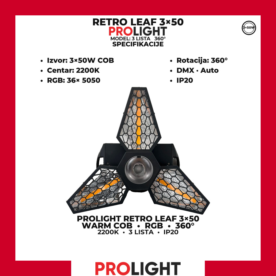 PROLIGHT RETRO LEAF 3×50 Retro reflektor sa 3 lista i rotacijom 360°