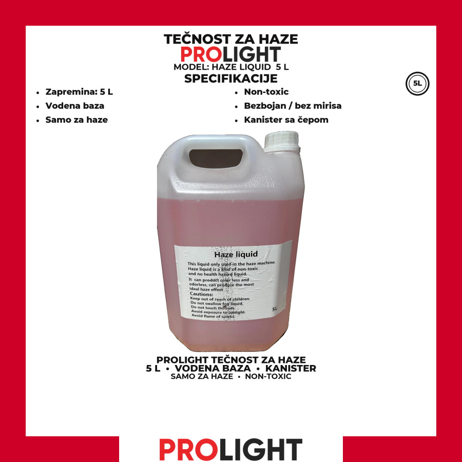 PROLIGHT Tečnost za haze mašinu 5 L, vodena baza