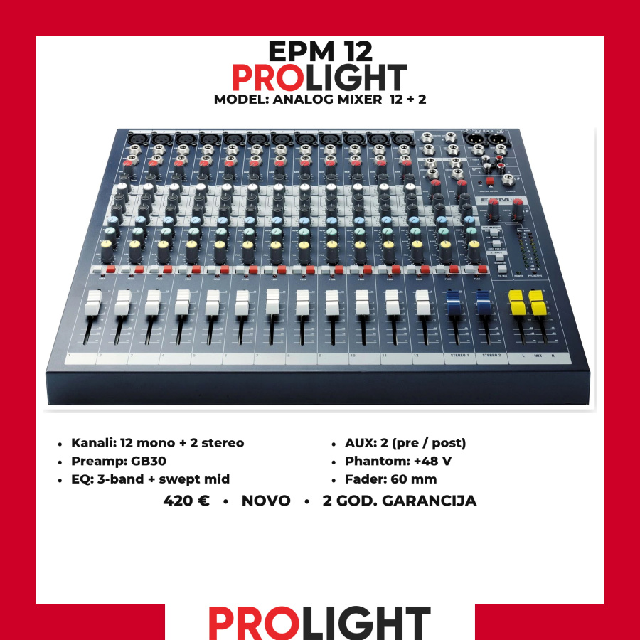 Soundcraft EPM12 Analogna mikseta 12 mono + 2 stereo
